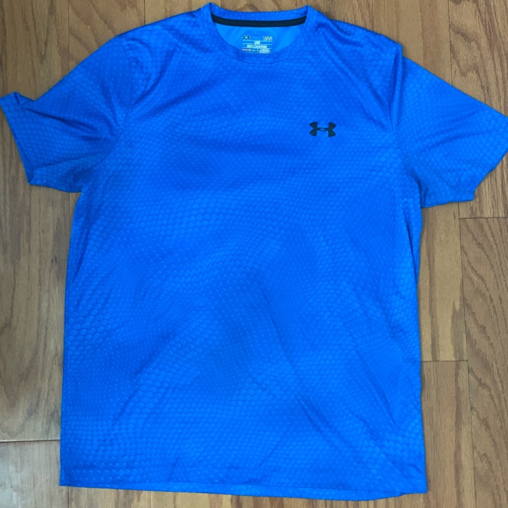 Mens large Under Armor heat gear shirt aqua blue